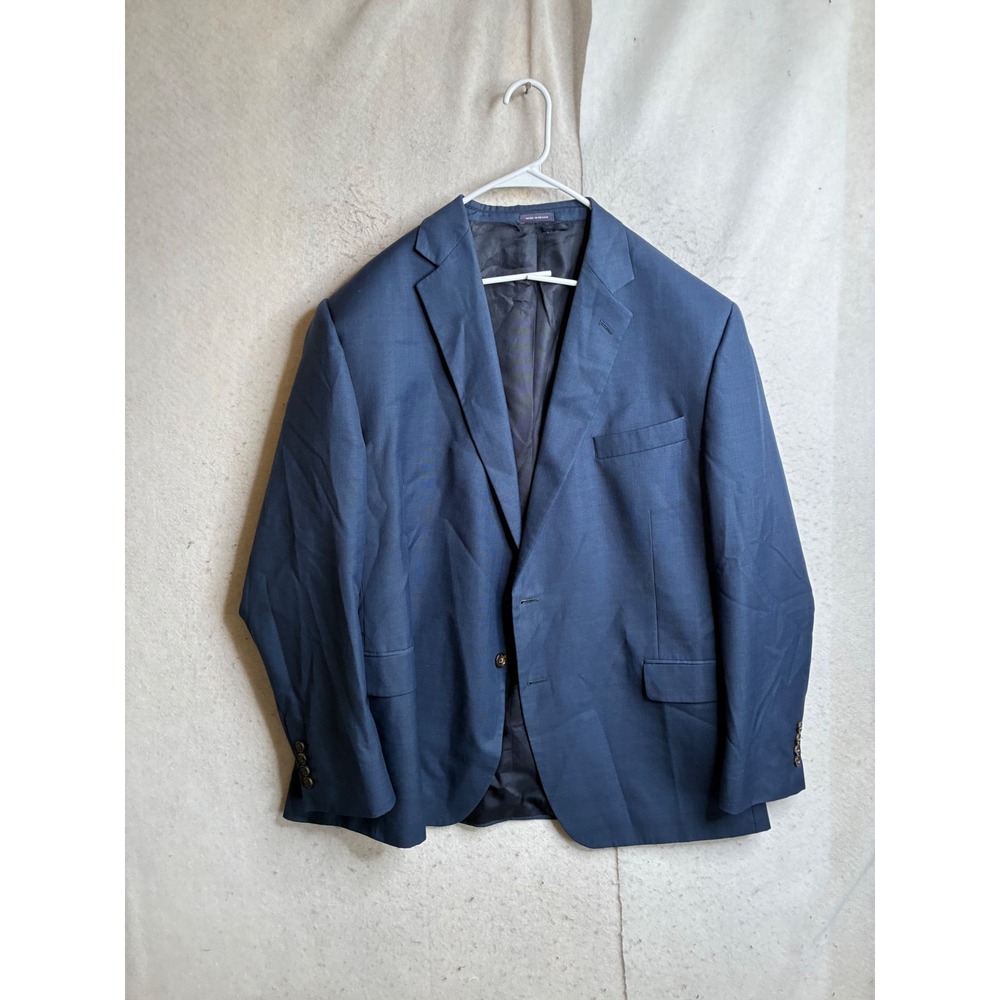 Stafford Tailored Culture Mens 48RG Navy Blue Wool Blend Classic Fit Blazer